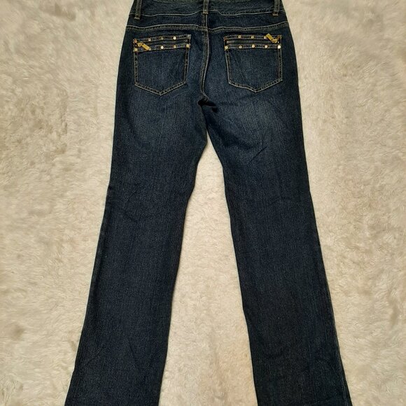 Michael Kors Woman's Blue Zipper Pockets Boot Cut Jeans Size: 4 - Picture 4 of 12